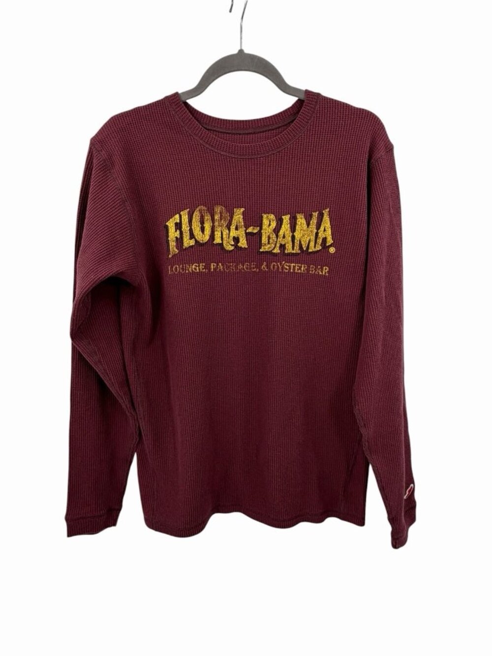 LEAGUE 91 Men's Maroon Thermal Flora-Bama Long Sleeve Shirt Large